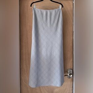 Anne Klein Light Wool Maxi Skirt Gray White Geometric Lined Stretch Sz 12
